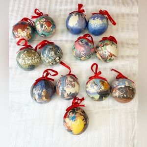 Disney Vintage Classic Paper Mache Ornament Ball Collection- 13 ornaments